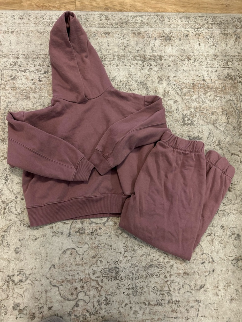 Mauve Hooded Sweatshirt and Jogger Set
